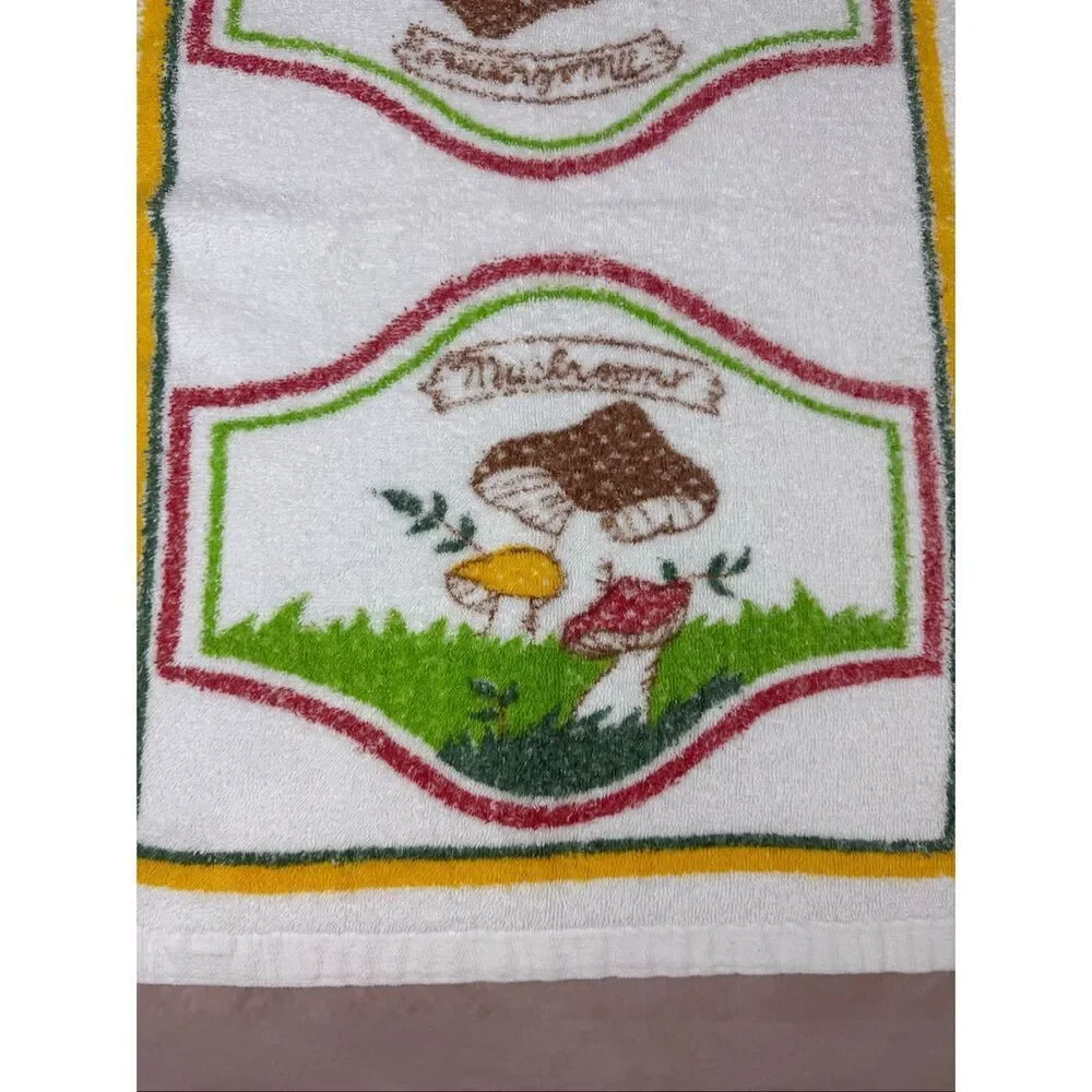 Vintage Mushroom Hand Towel 1970s Mod MCM